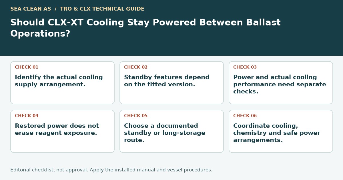 Editorial decision guide: Should CLX-XT Cooling Stay Powered Between Ballast Operations?